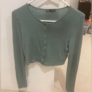 Teal cropped cardigan